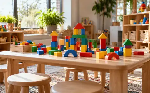 Подготовленная игровая станция с крупными кубиками